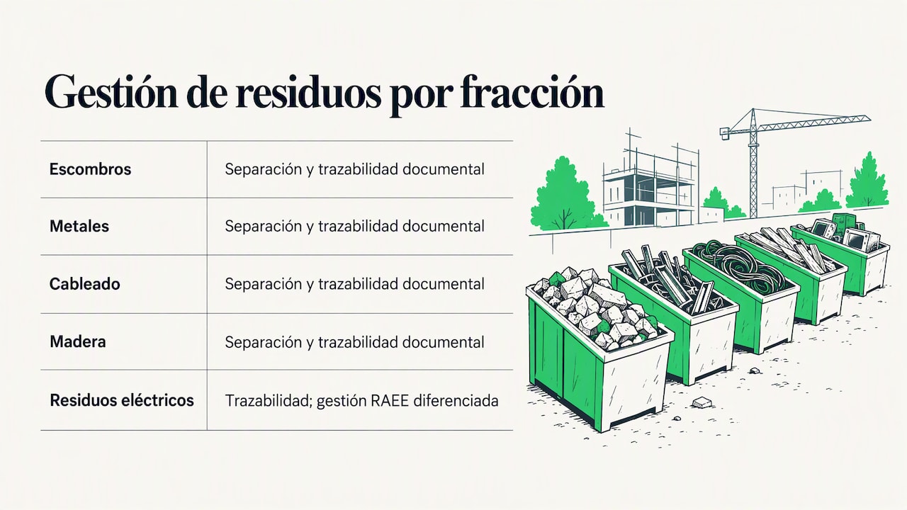 Fracciones de residuos de obra y su trazabilidad