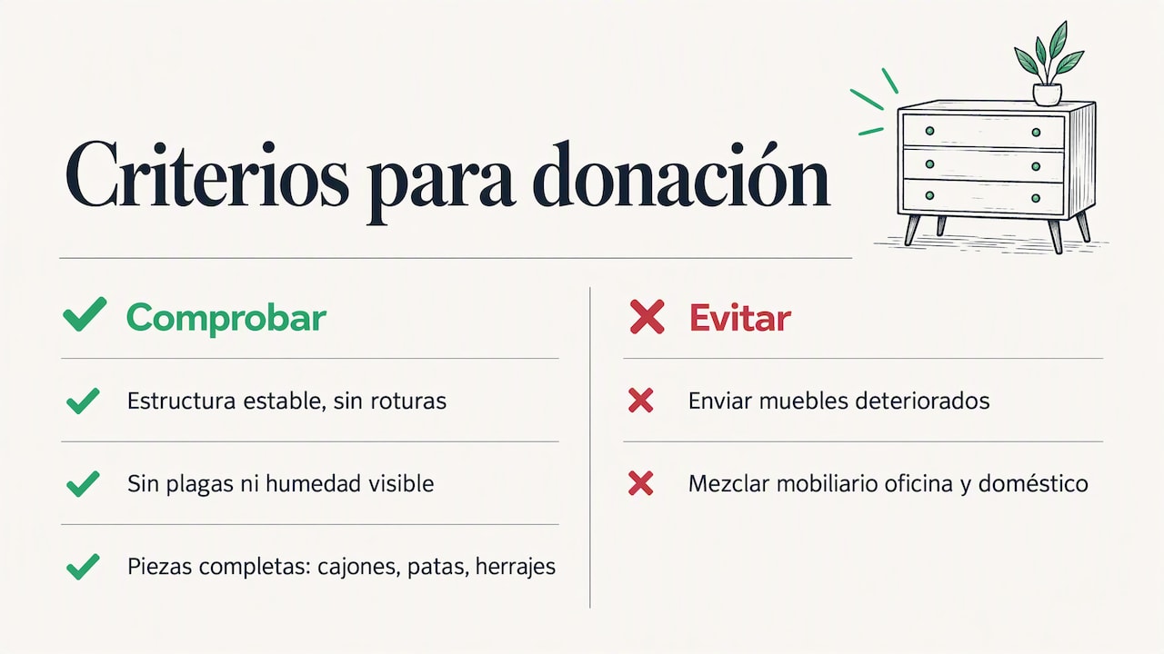 Tres criterios para donar muebles reutilizables